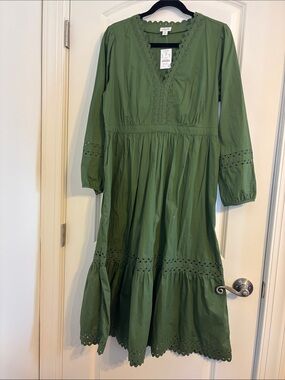 J. Crew medium long sleeved green dress